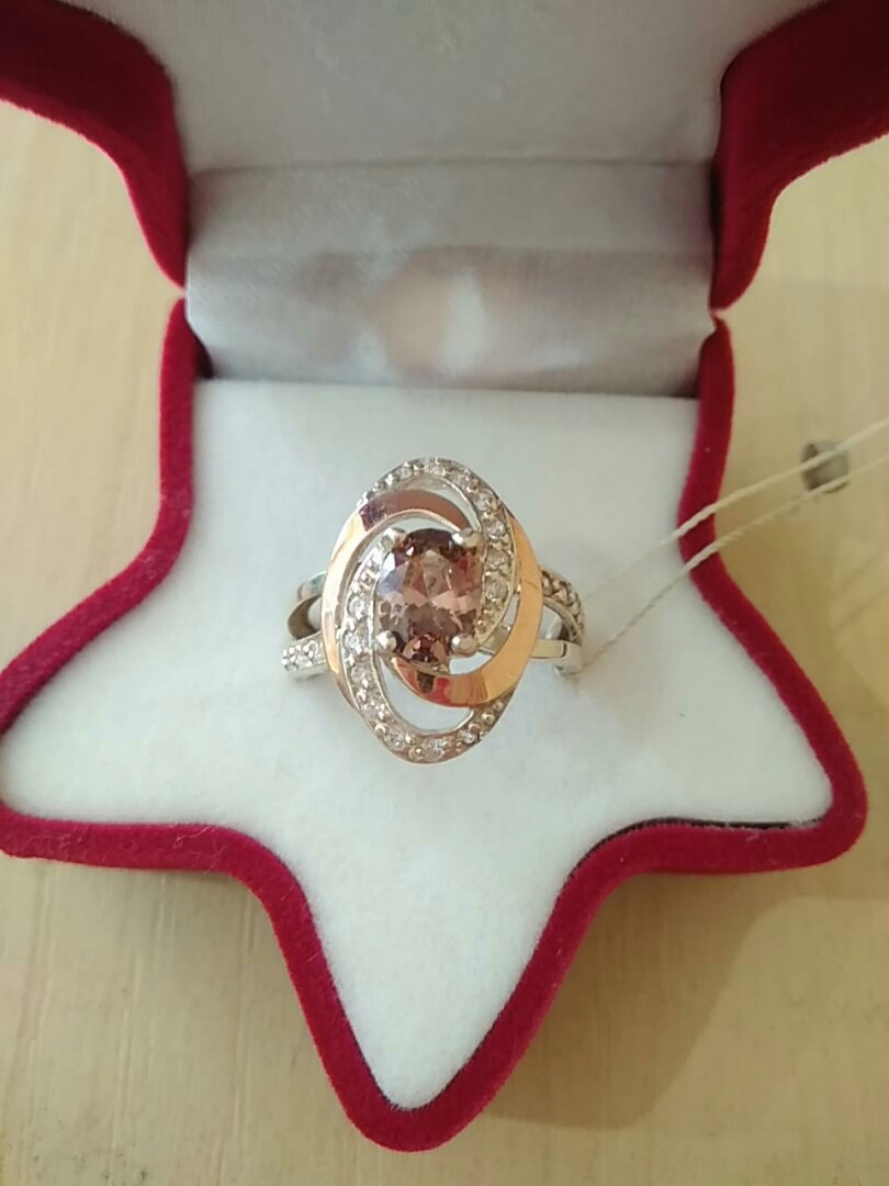 Кільце срібне 925 проби з золотими пластинами 375 проби