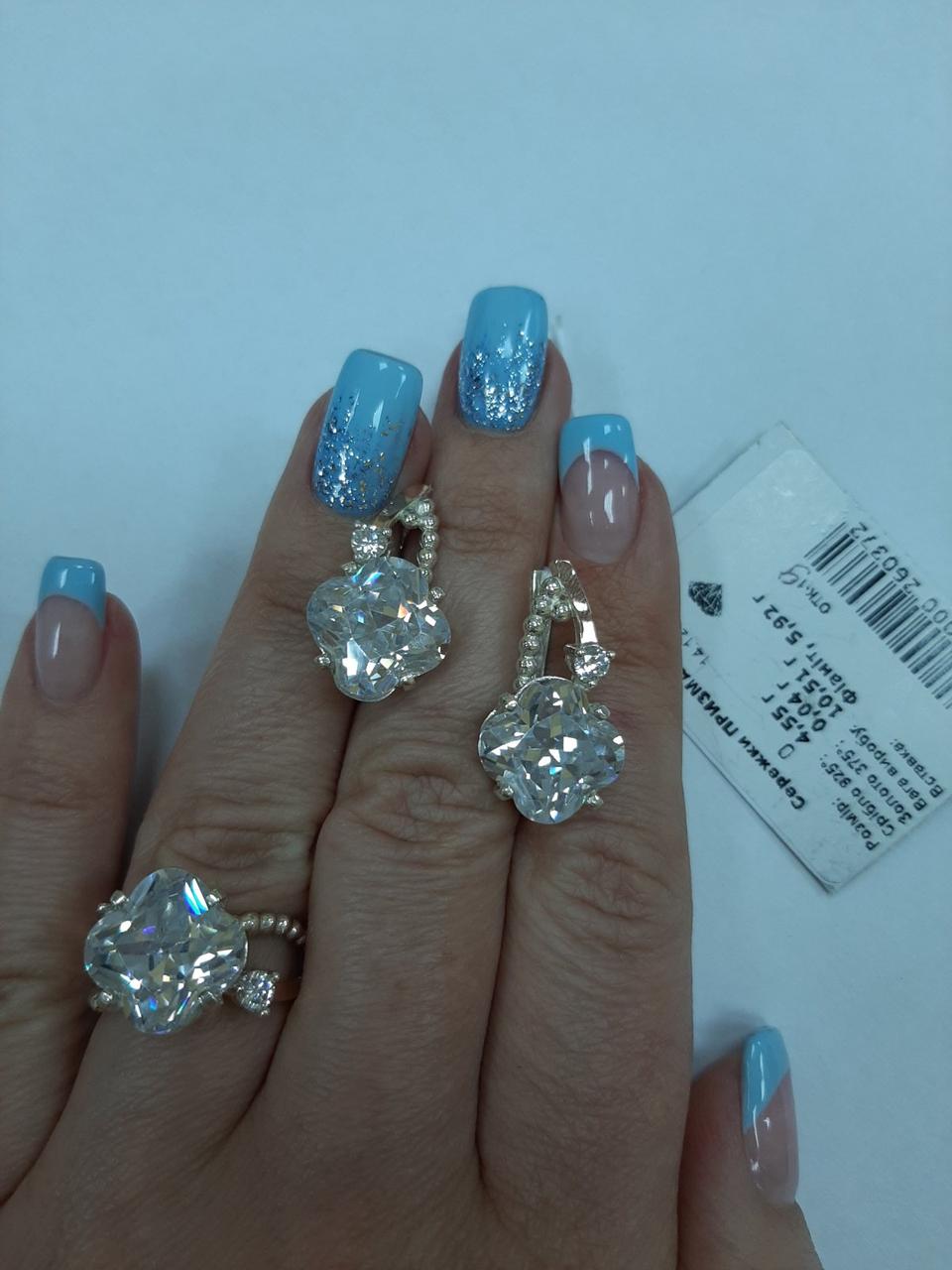 Сережки срібні зі вставками золота