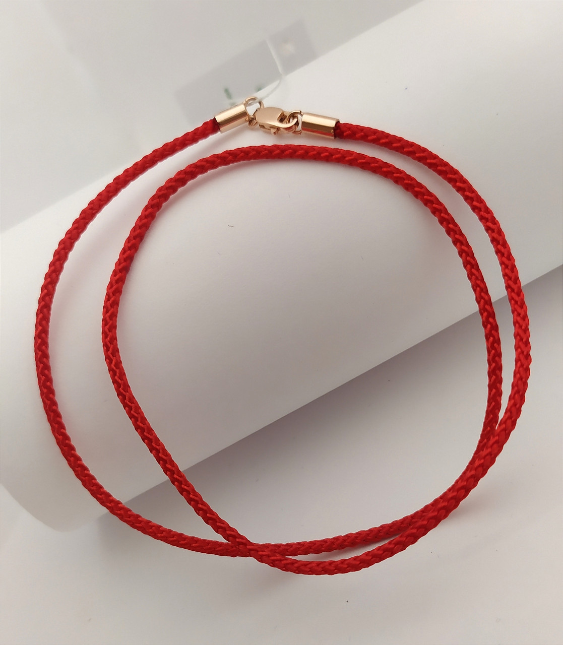 Тканинна нитка на шию з золотим карабіном 585 проби