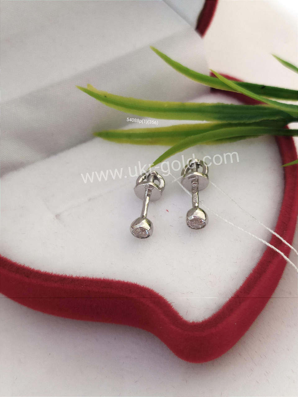 Срібні сережки пуссети з цирконієм 925 проби