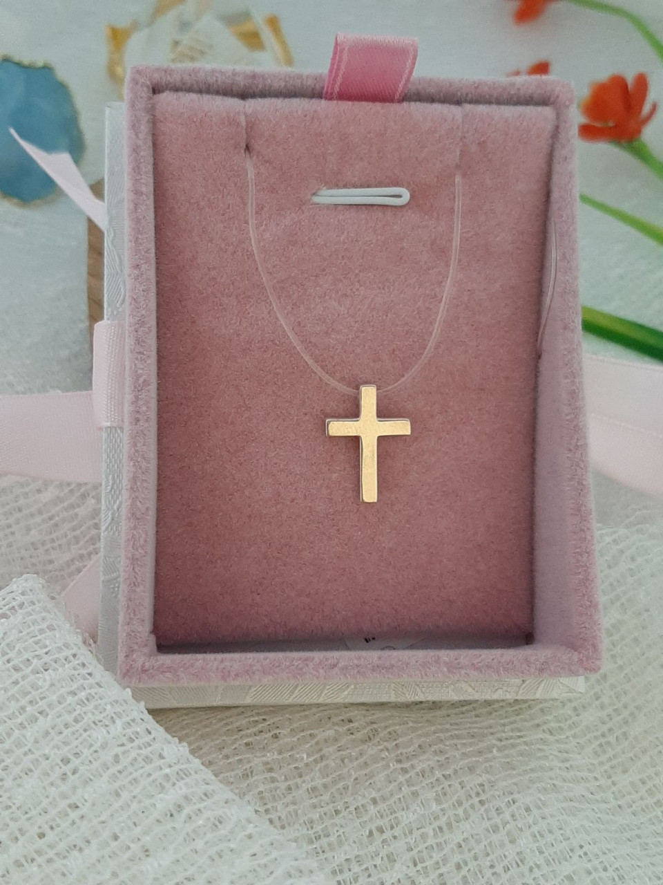 Кольє хрестик на силіконі Кольє невидимка хрестик 0540.10