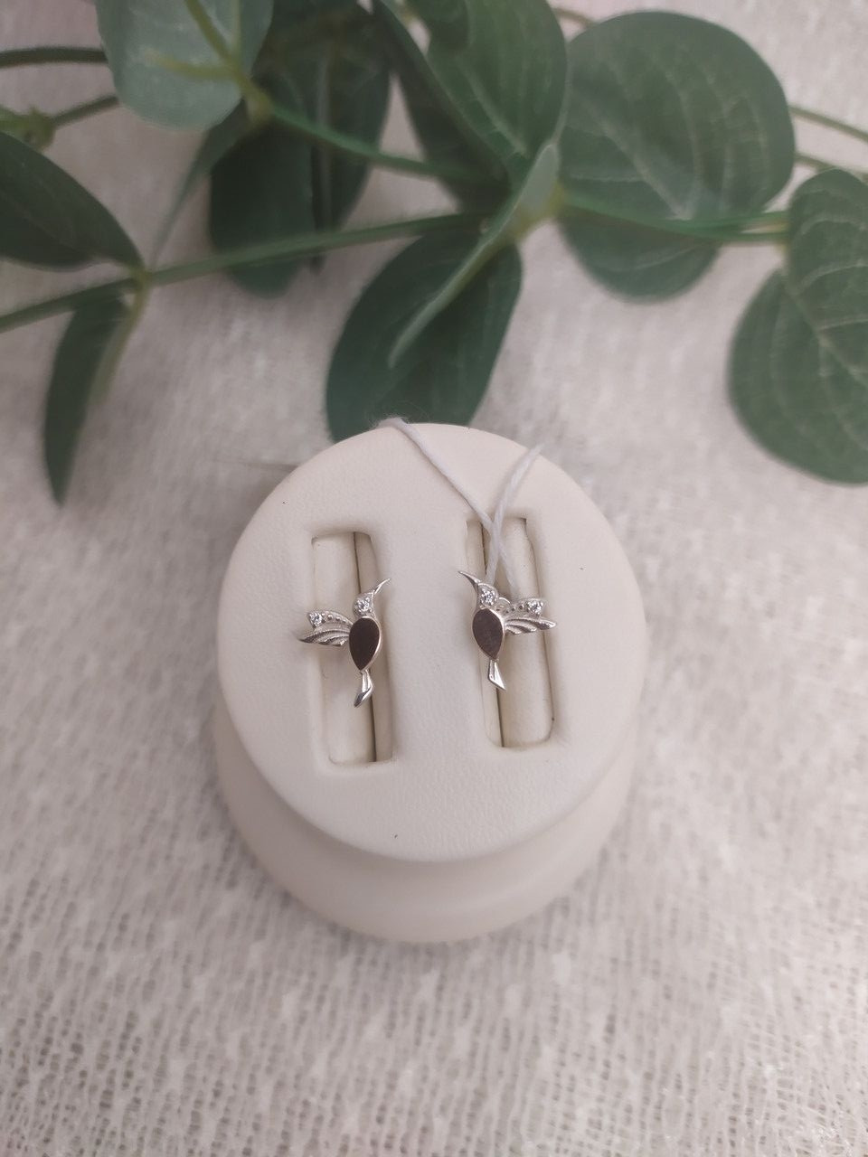 Срібні пумерети колібрі 925 проби з напаяною пластиною золота