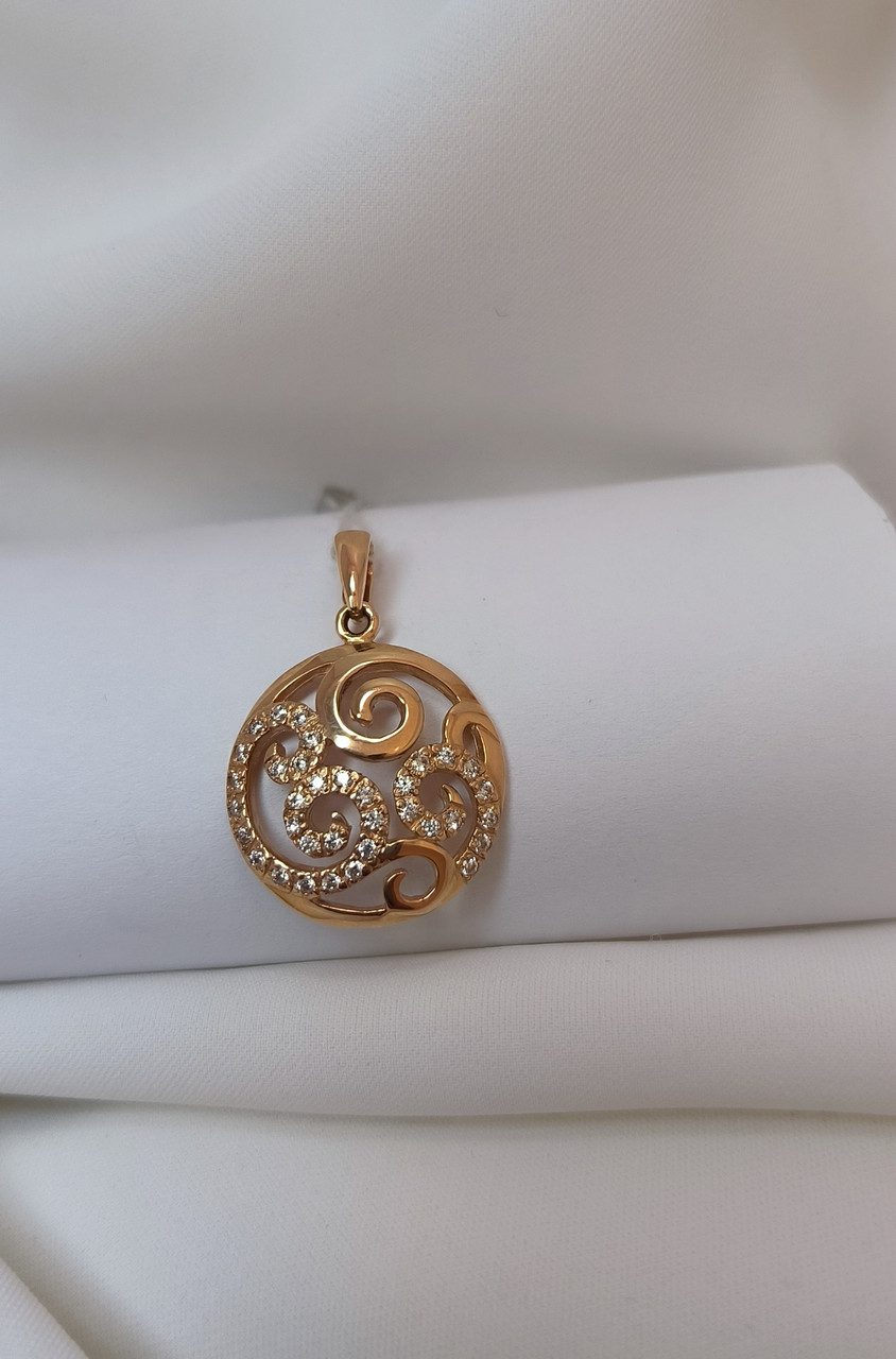 Золотий підвіс в червоному золоті 585 проби з вставкою цирконію