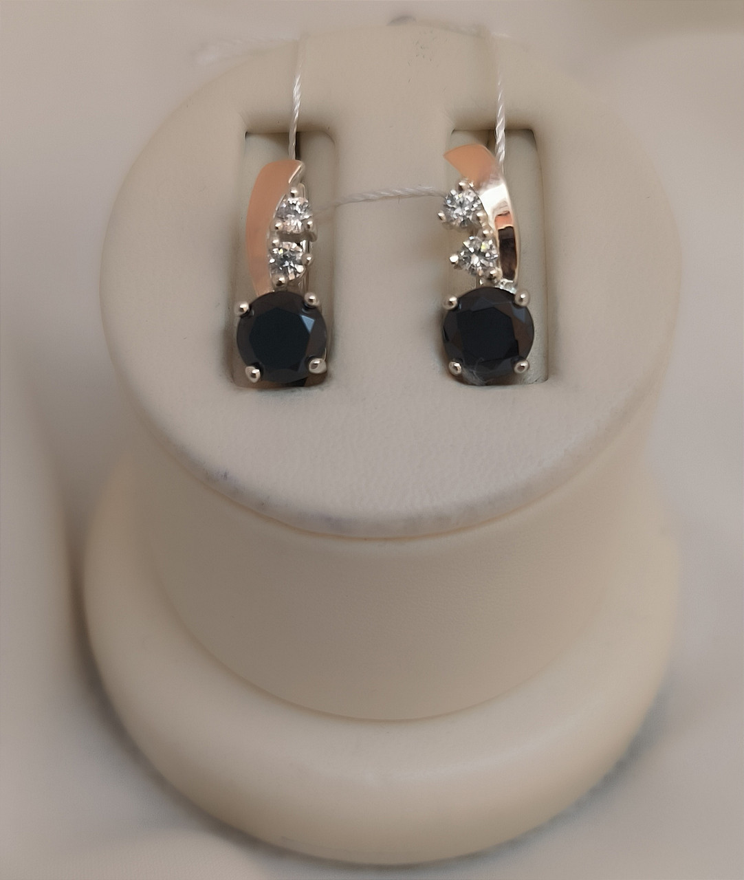 Срібні сережки 925 проби із вставками золота 375 проби