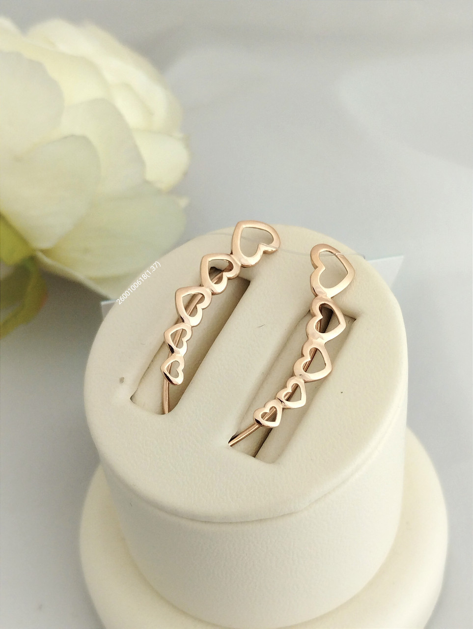 Золоті сережки кафи, сережки кафи серце