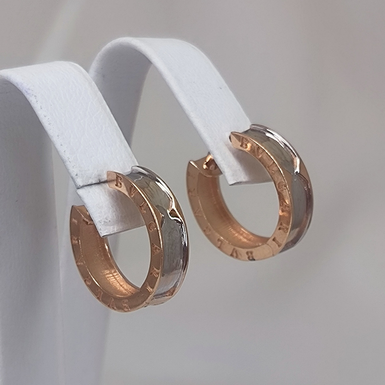 Золоті сережки з комбінованим червоним та білим золотом 585 проби