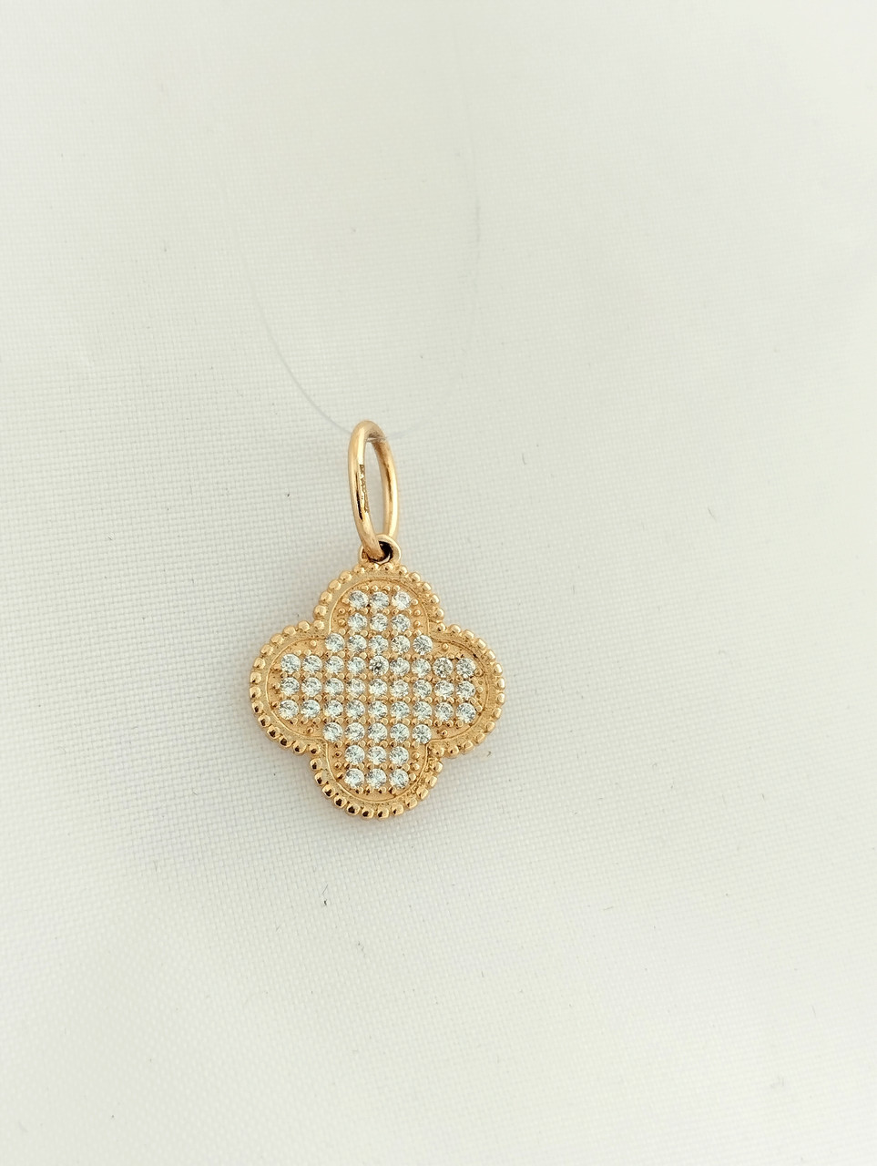 Золотий кулон конюшина з цирконієм