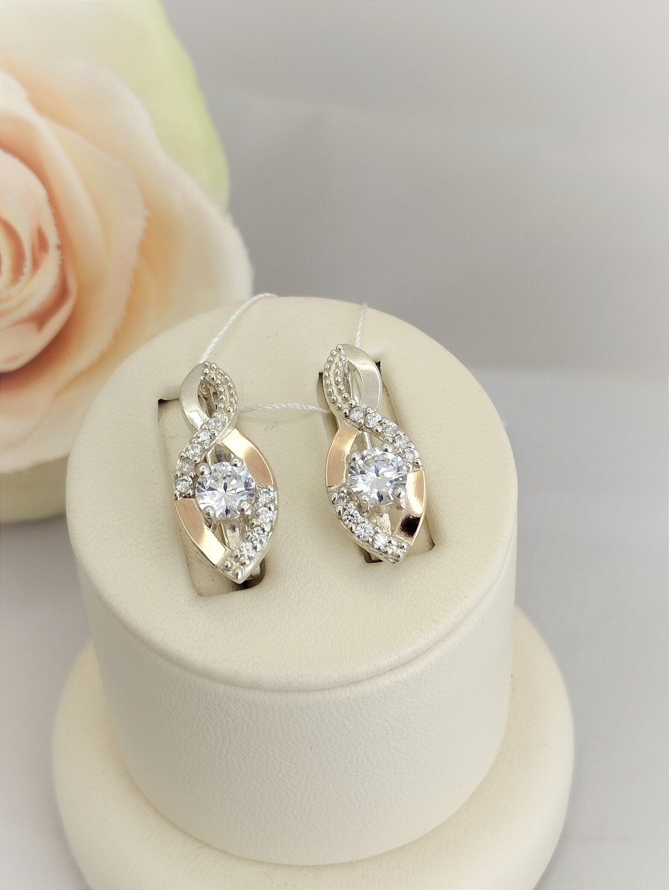 Срібні сережки із золотими пластинами мембран-Gold