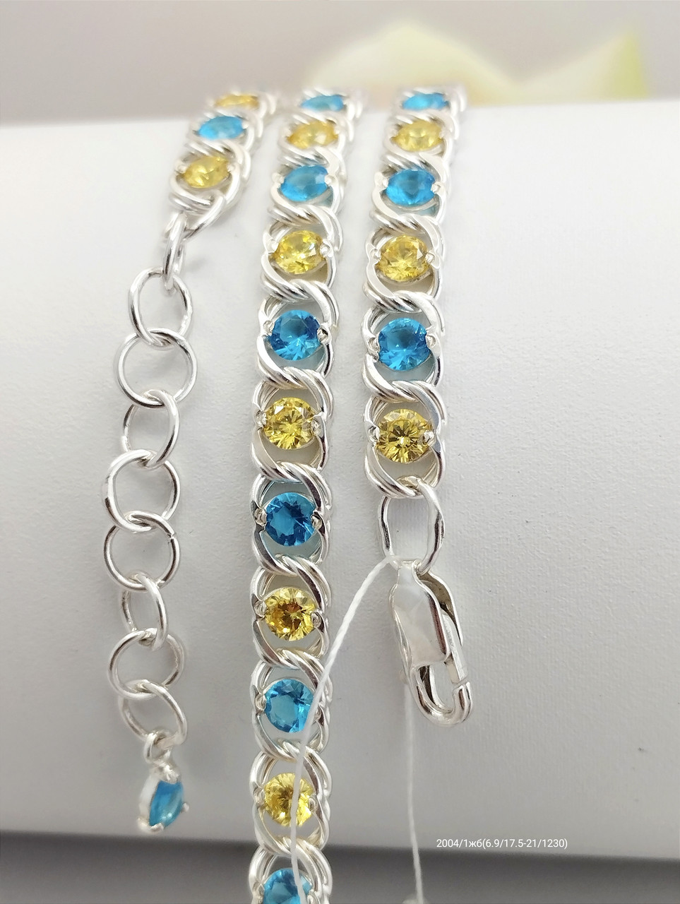 Срібний браслет з цирконієм патріотичний браслет