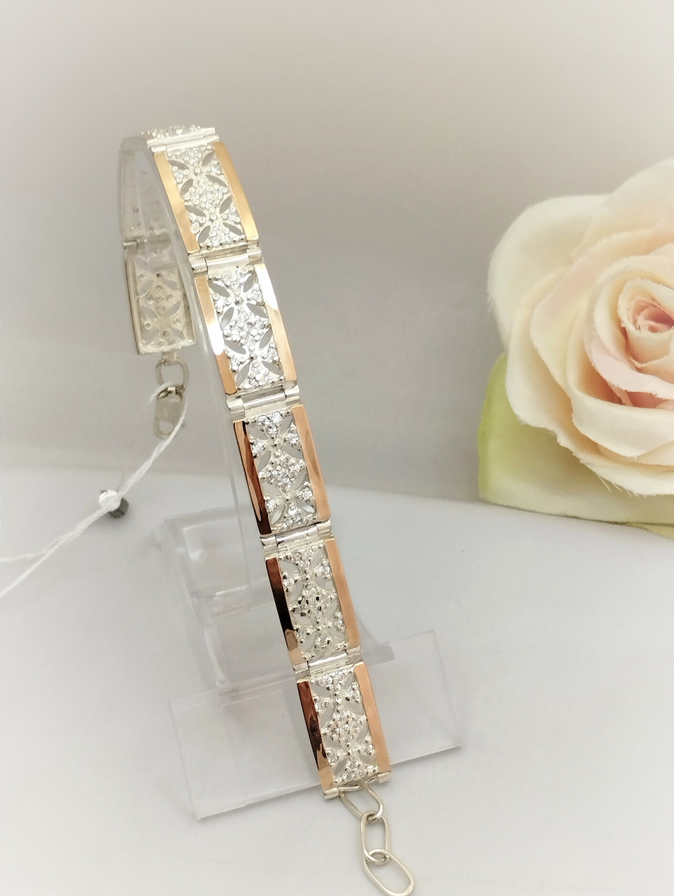 Браслет 925 проби із вставками золота 375 проби