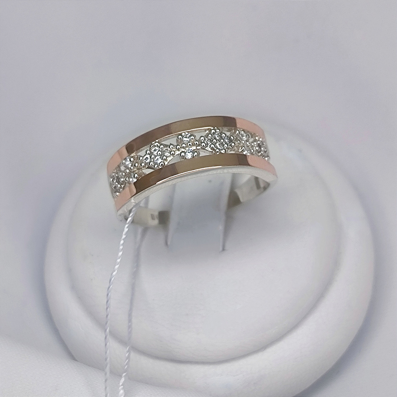 Кільце срібне з золотими пластинами