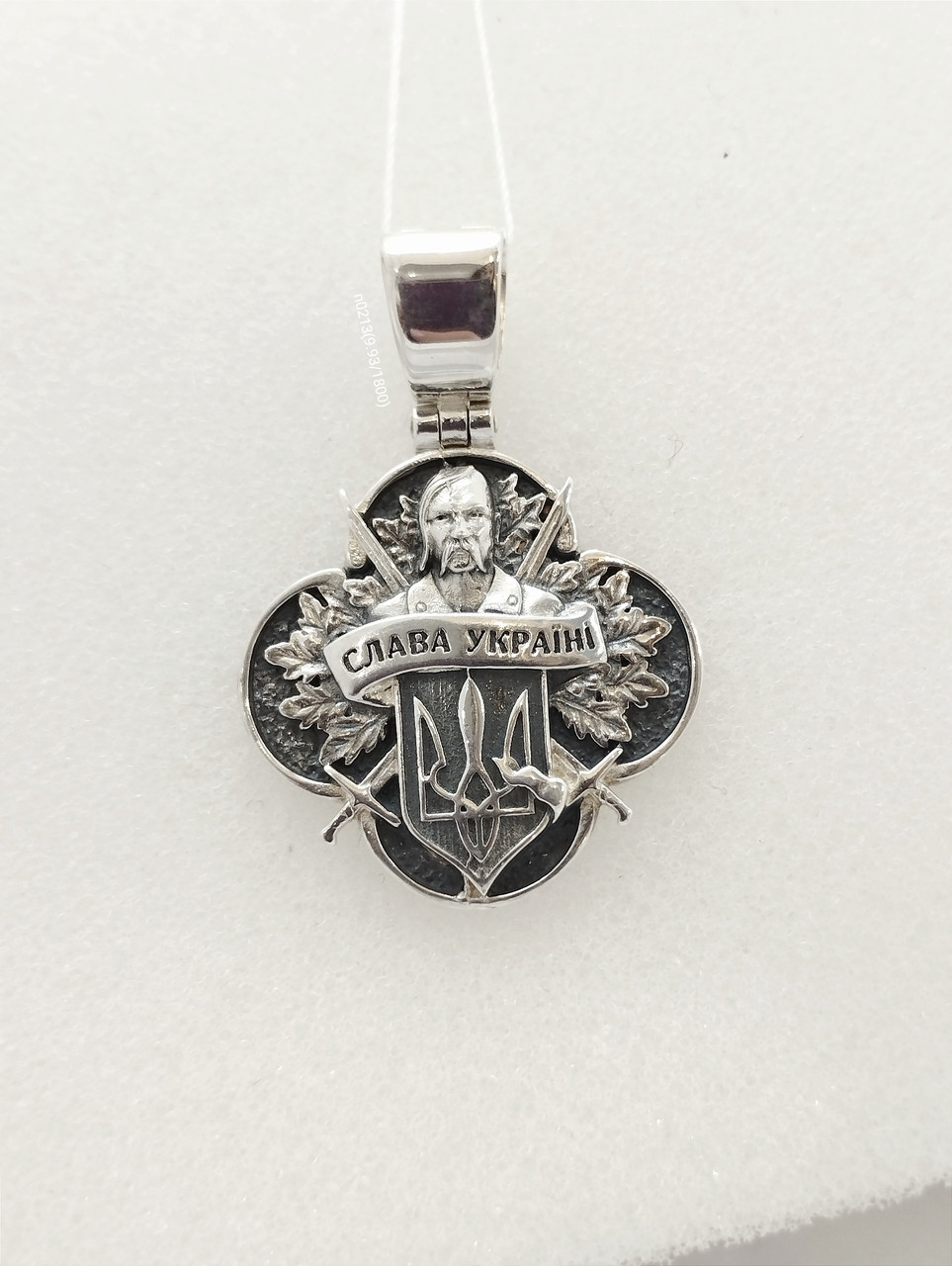 Срібний патріотичний кулон тризуб срібний кулон Слава Україні
