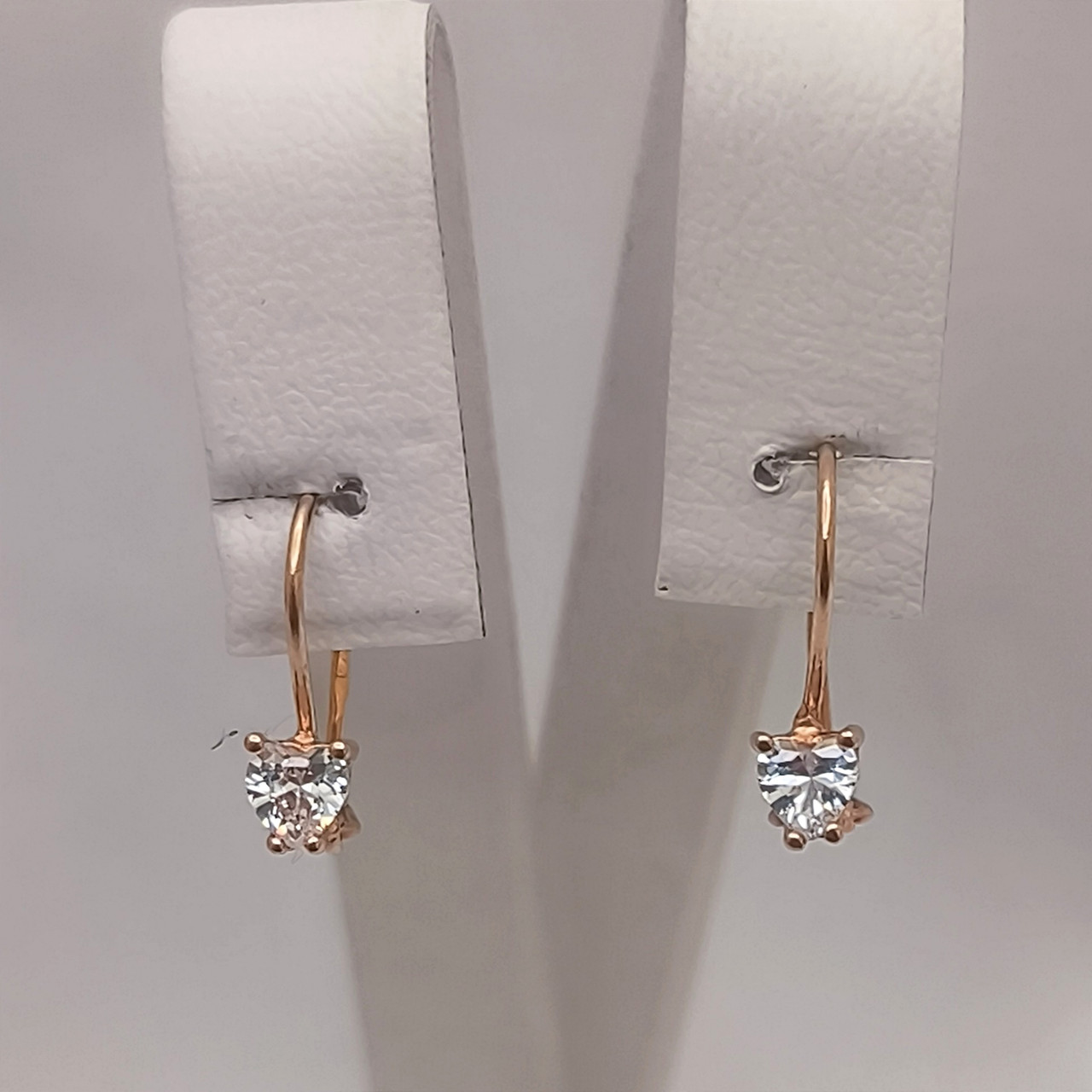 Золоті сережки з червоного золота 585 проби з цирконієм