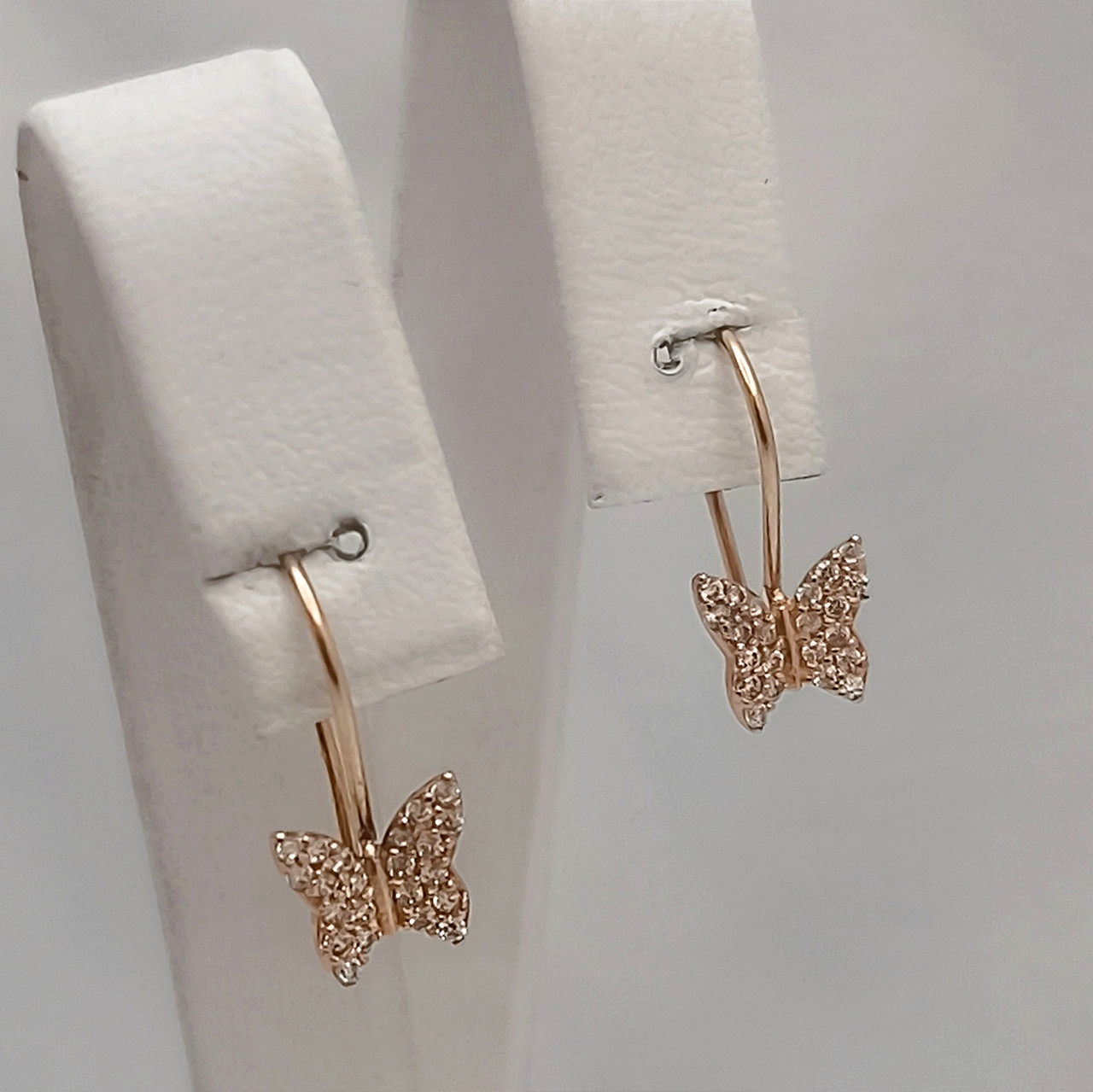 Золоті сережки метелики з червоного золота 585 проби