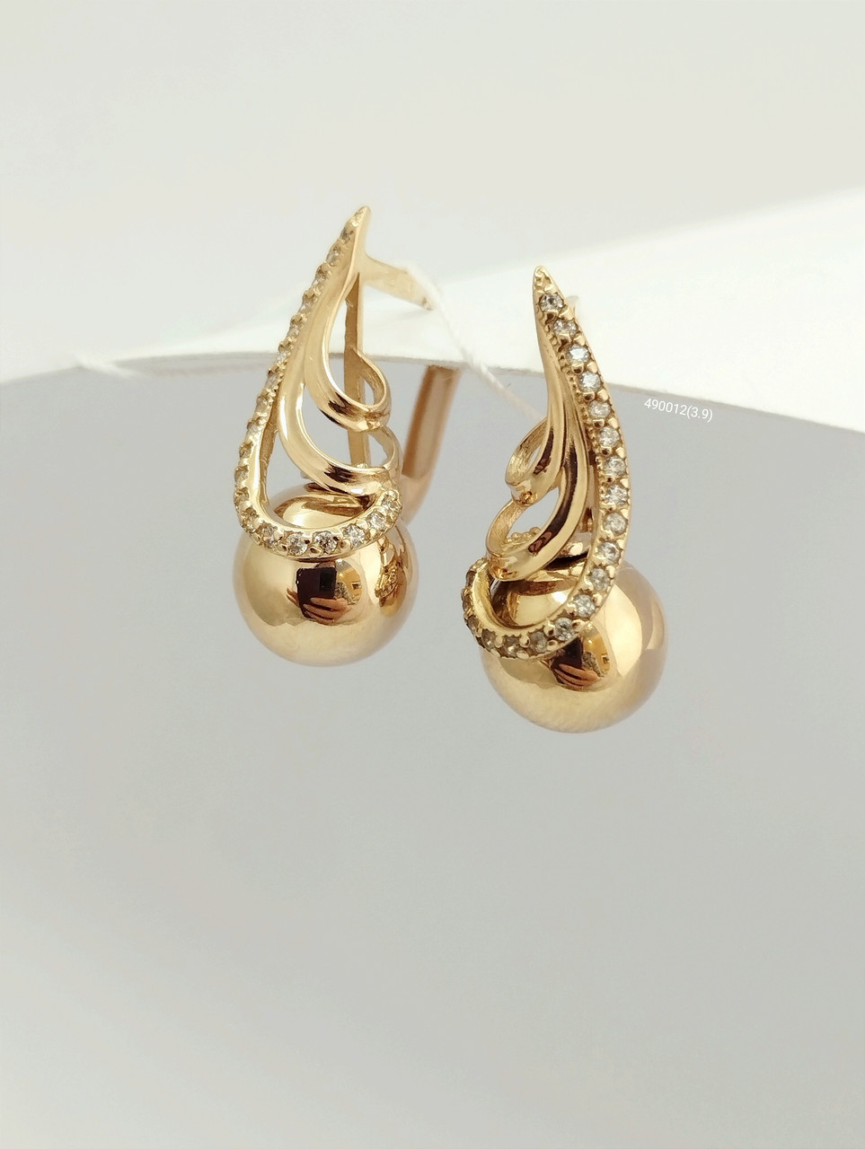 Золоті сережки 585 проби з цирконієм Ukр-gold