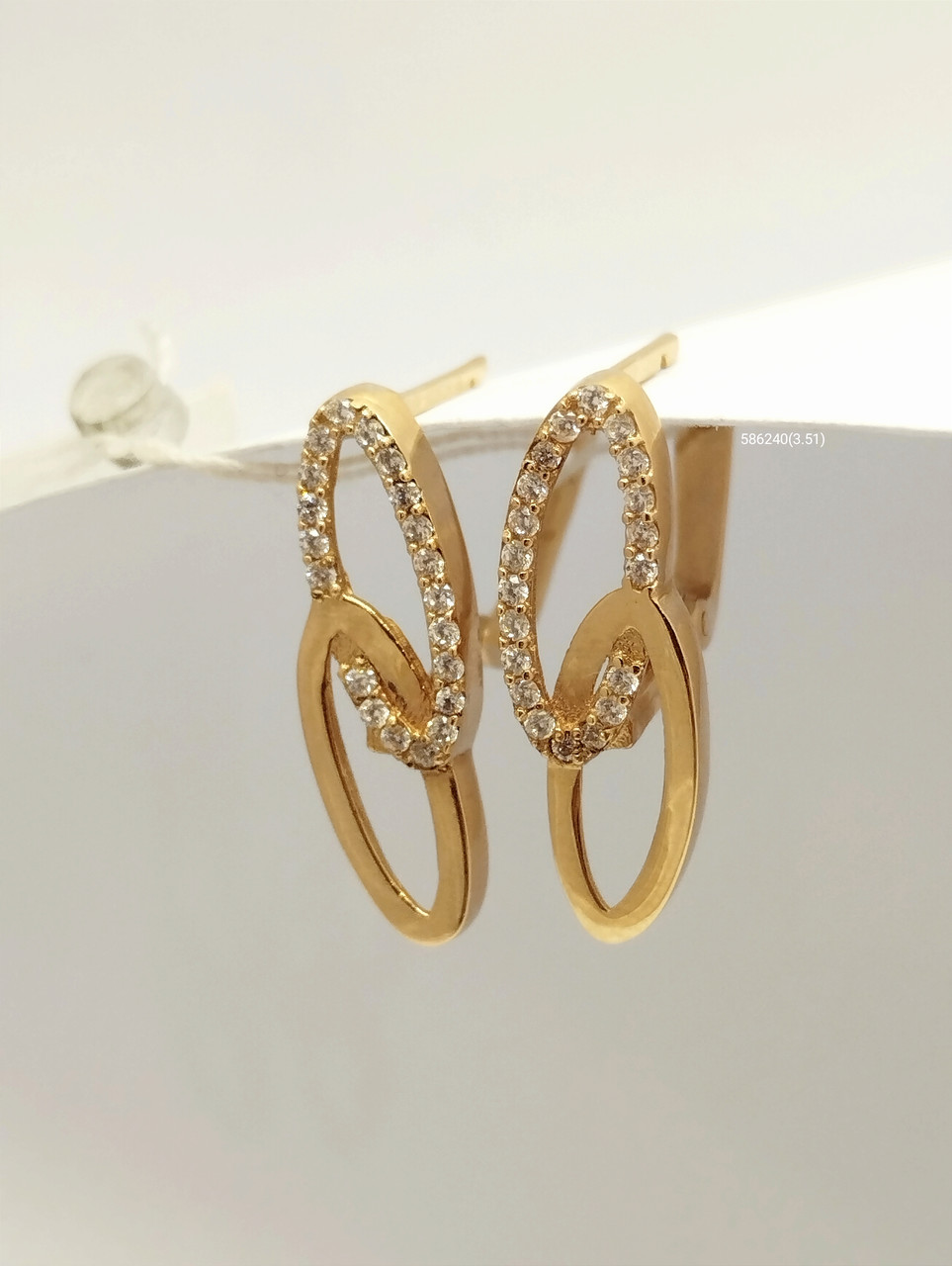 Золоті сережки з червоного золота з цирконієм Ukr-gold