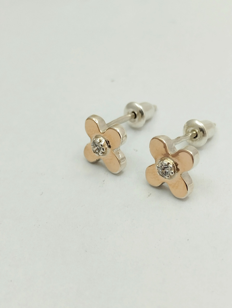 Срібні сережки пуссети 925 проби з золотими пластинами 375 проби