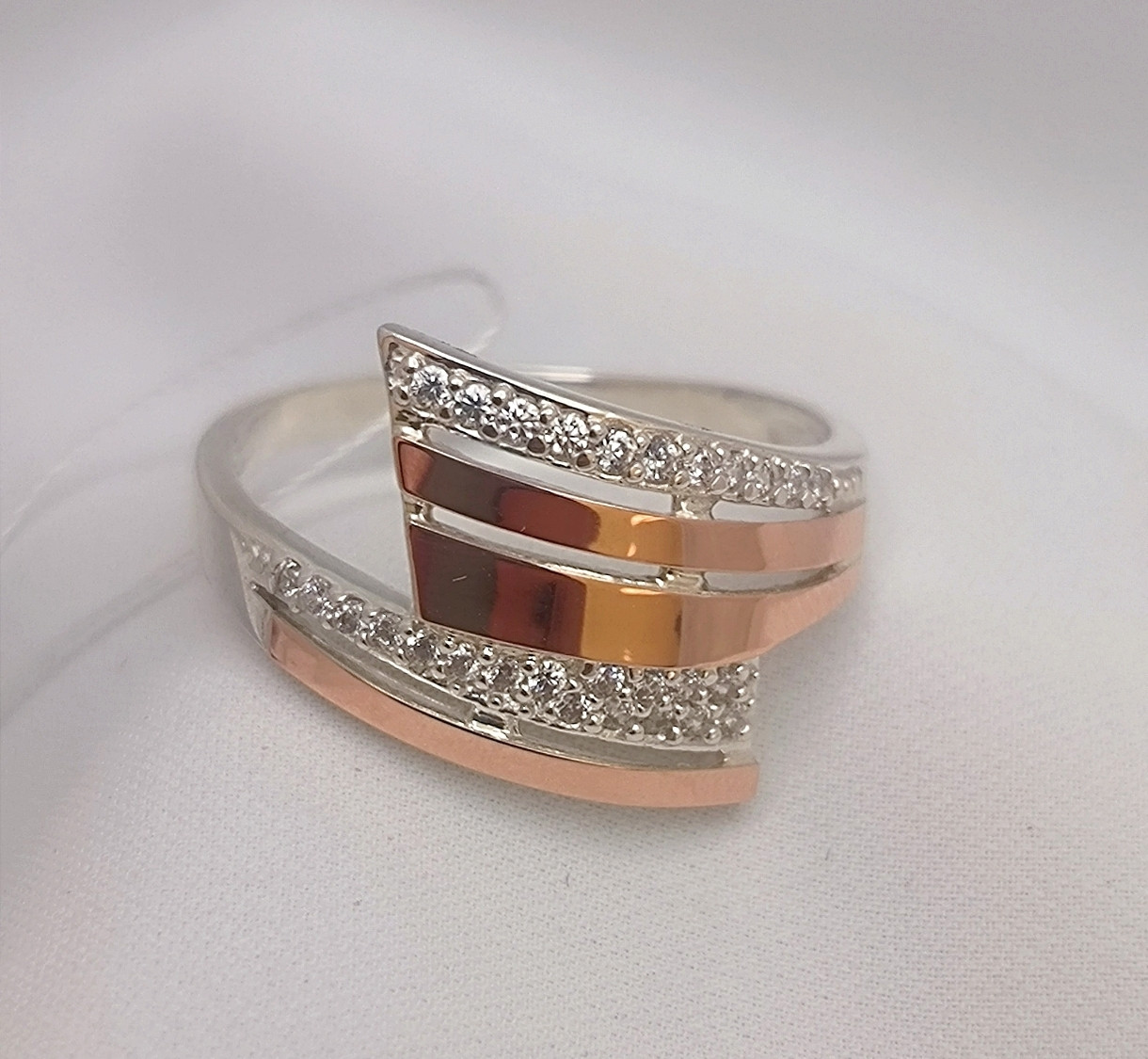 Срібна каблучка 925 проби з напаяною пластиною 375 проби