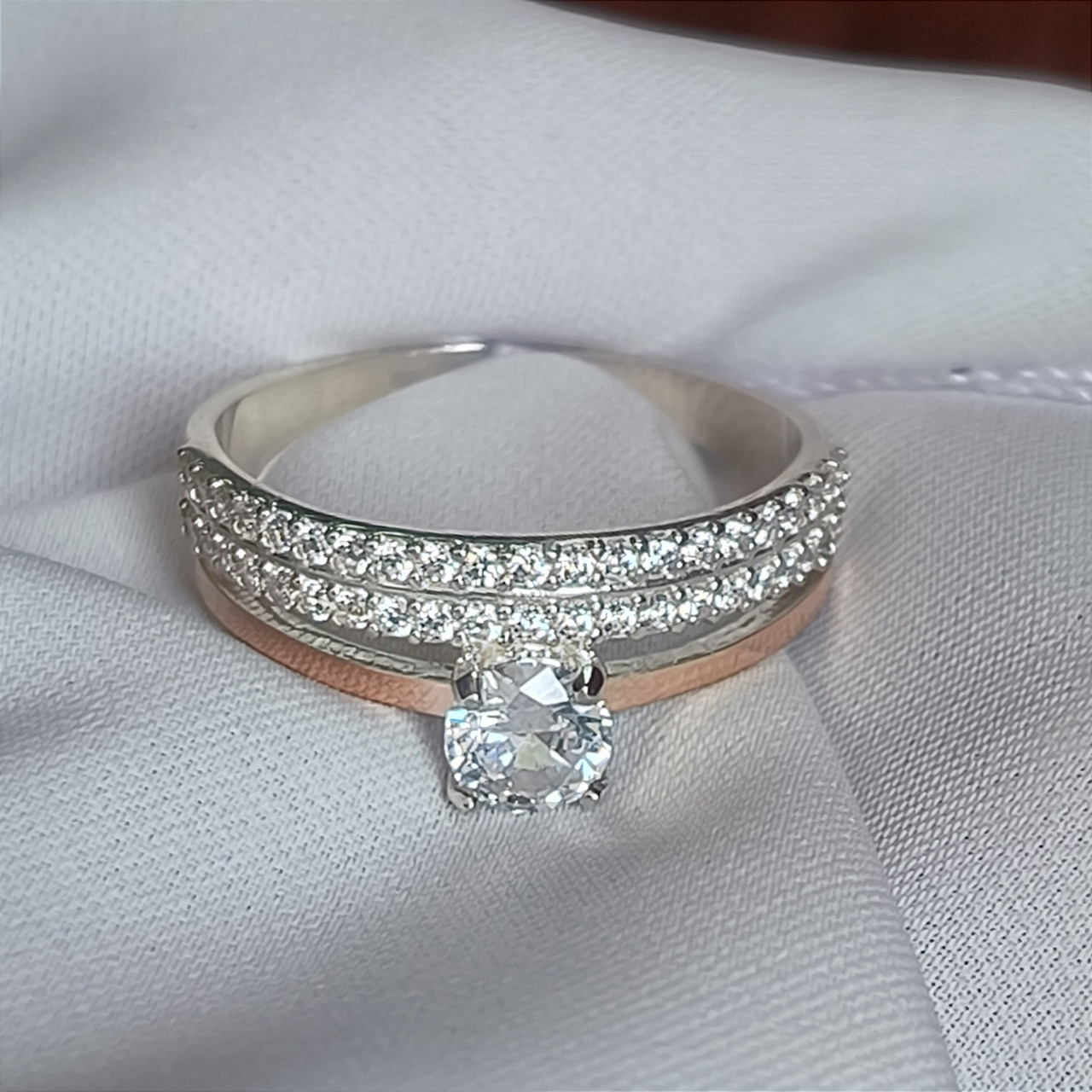 Срібне кільце 925 проби з напаяною пластиною золота