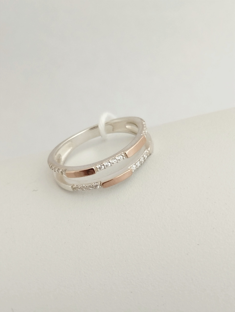 Срібне кільце із золотими пластинами Ukr-gold