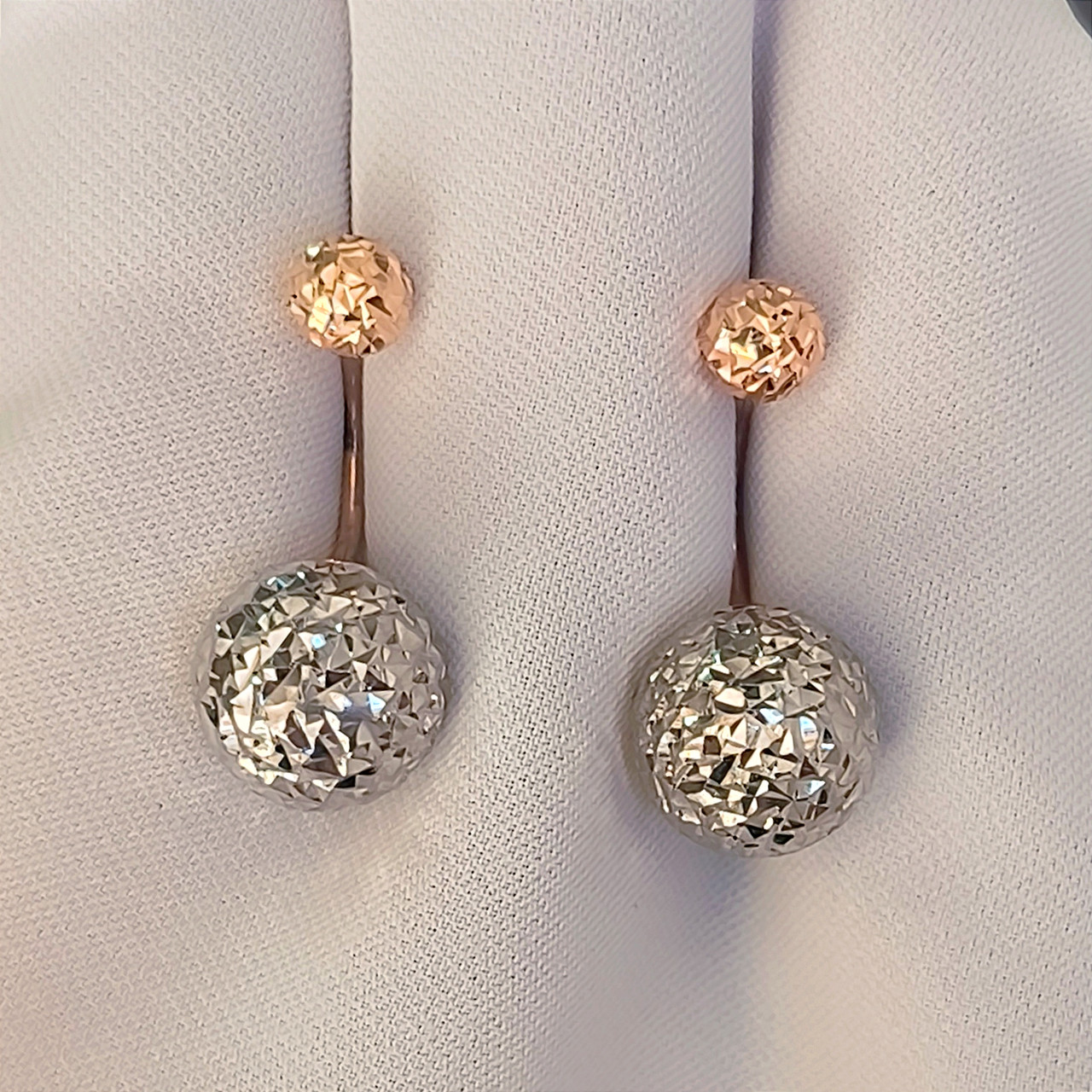 Золоті сережки шарики в білому золоті Ukr-gold.com