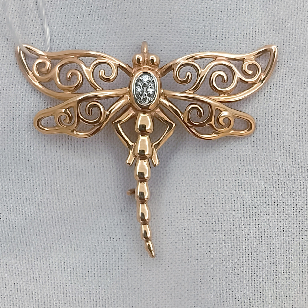 Золота брошка у вигляді бабки 585 проби
