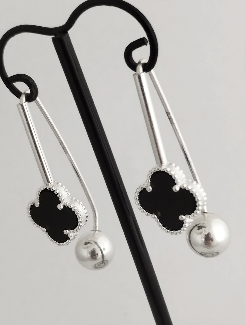 Срібні сережки з оніксом Ukr-gold