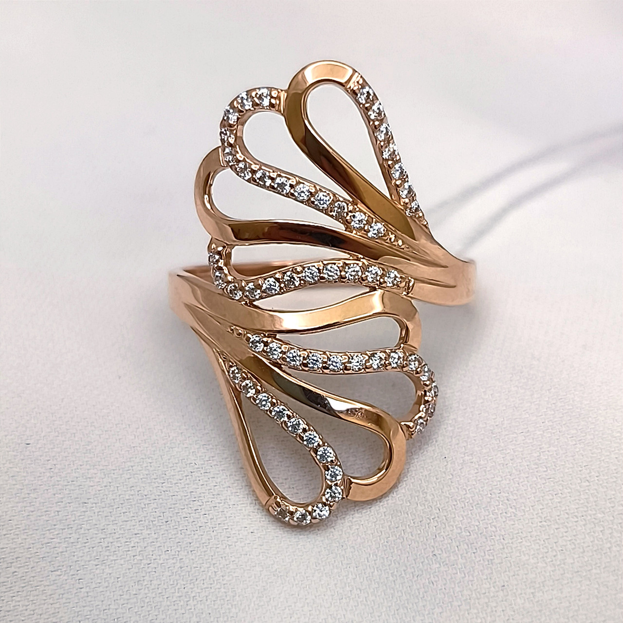 Золота каблучка з червоного золота з цирконієм