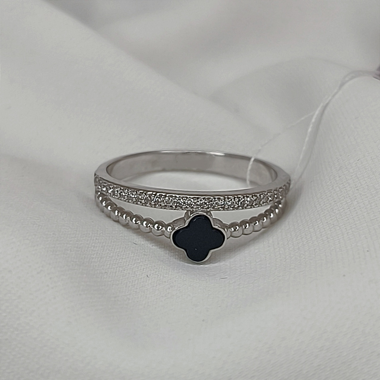 Срібне кільце-клейвер із оніксом 925 проби
