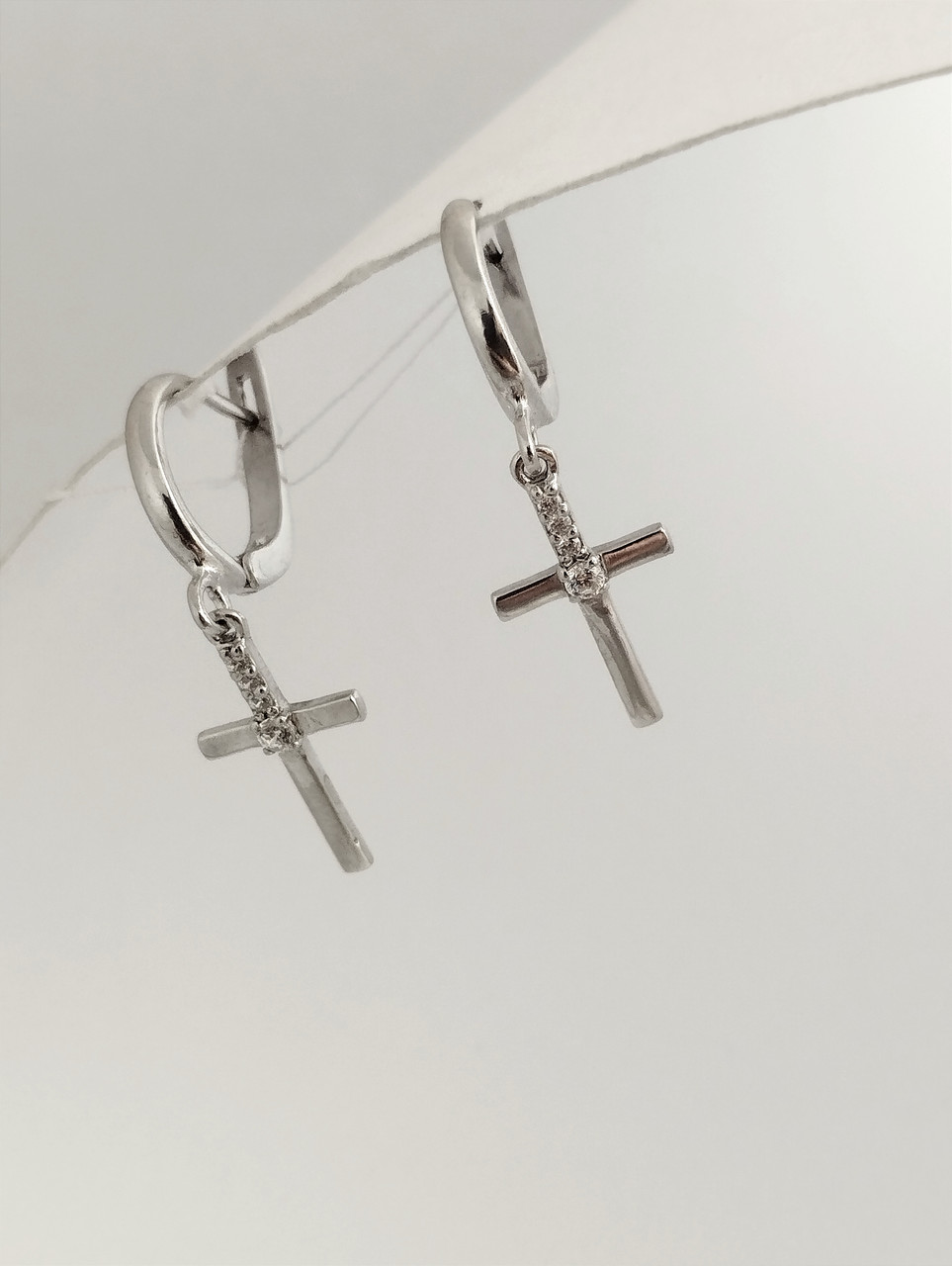 Срібні сережки хрестики Ukr-gold