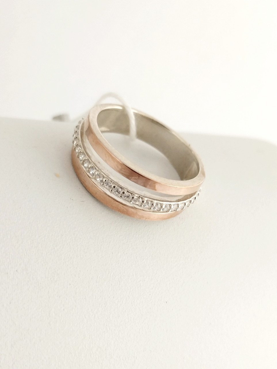 Срібне кільце із золотими пластинами Ukr-gold