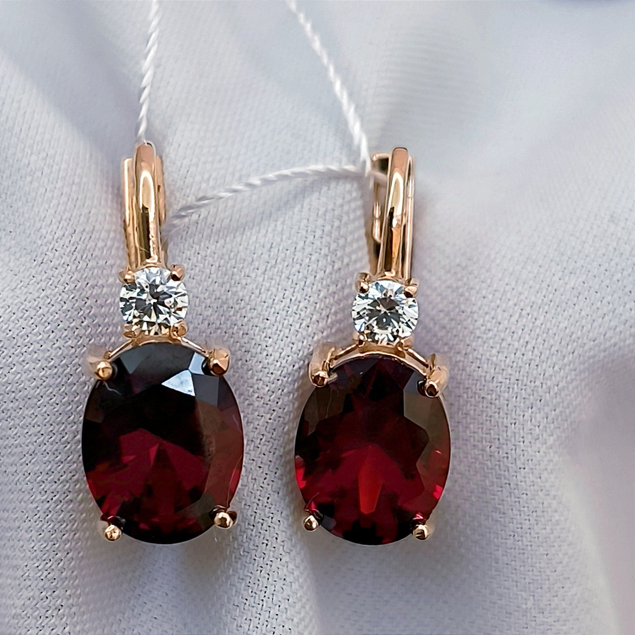 Золоті сережки з гранатом і цирконієм