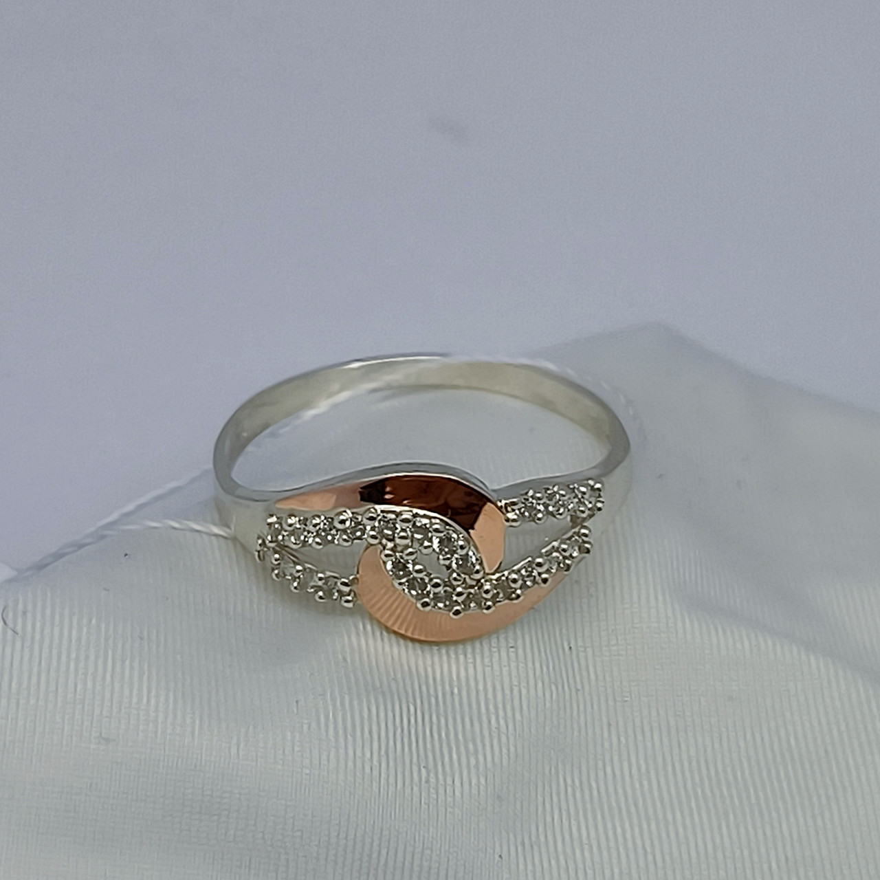 Срібне кільце з золотими пластинами