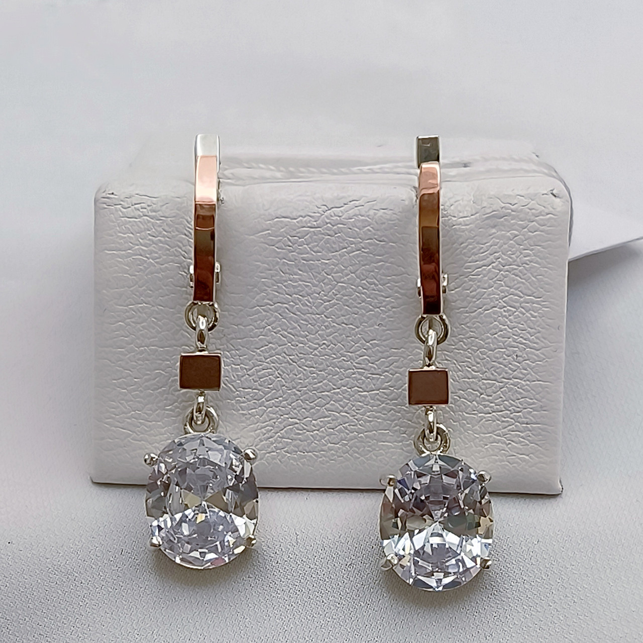 Срібні сережки 925 проби з напаяною пластиною золота 375 проби