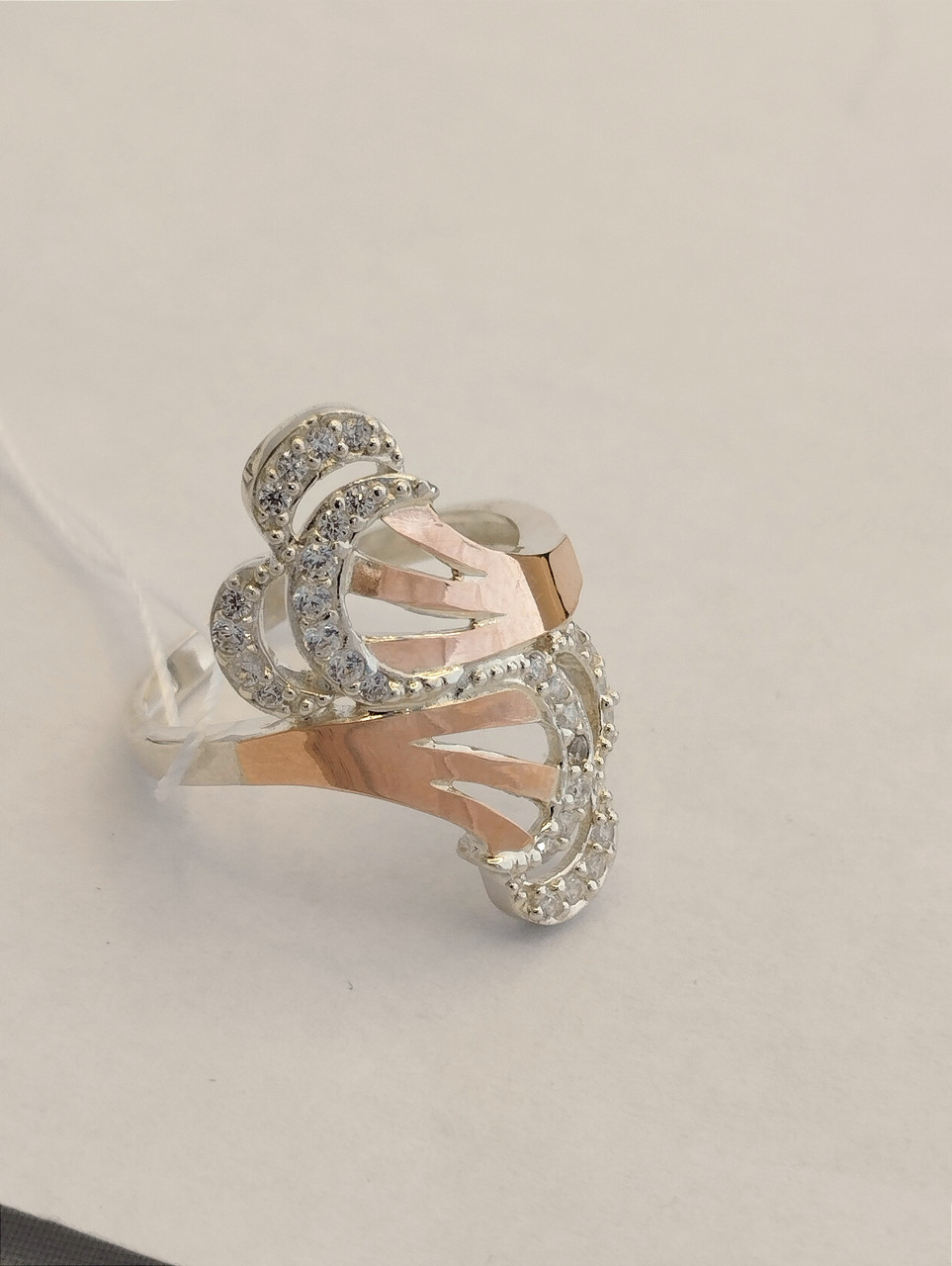 Кільце срібне 925 проби з напаяної золотою пластиною Фаріда