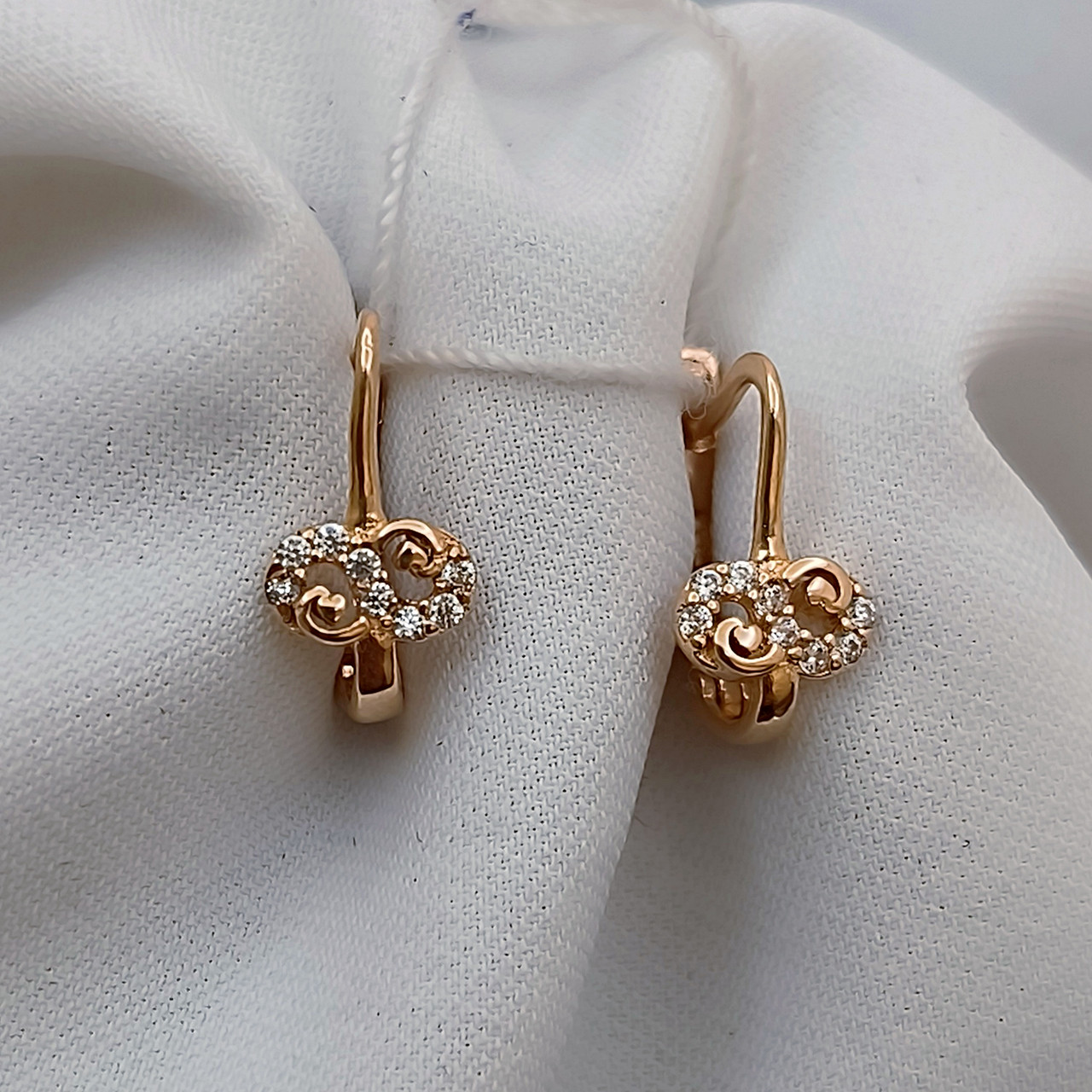 Золоті сережки 585 проби з цирконієм