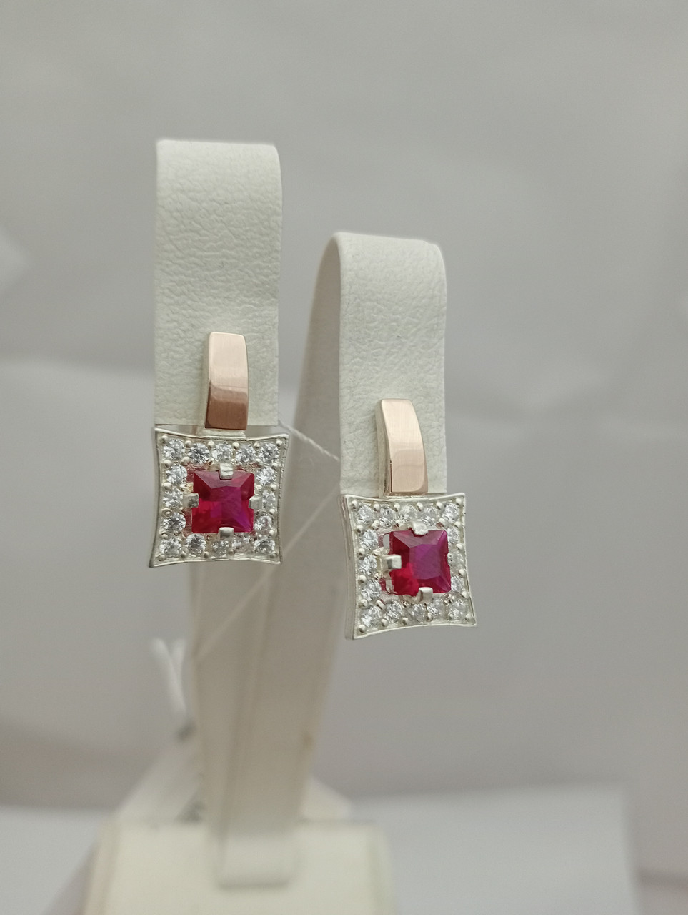 Срібні сережки з пластинами золота