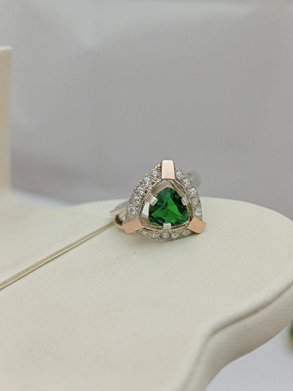 Срібне кільце 925 проби з напаяними пластинами золота 375 проби