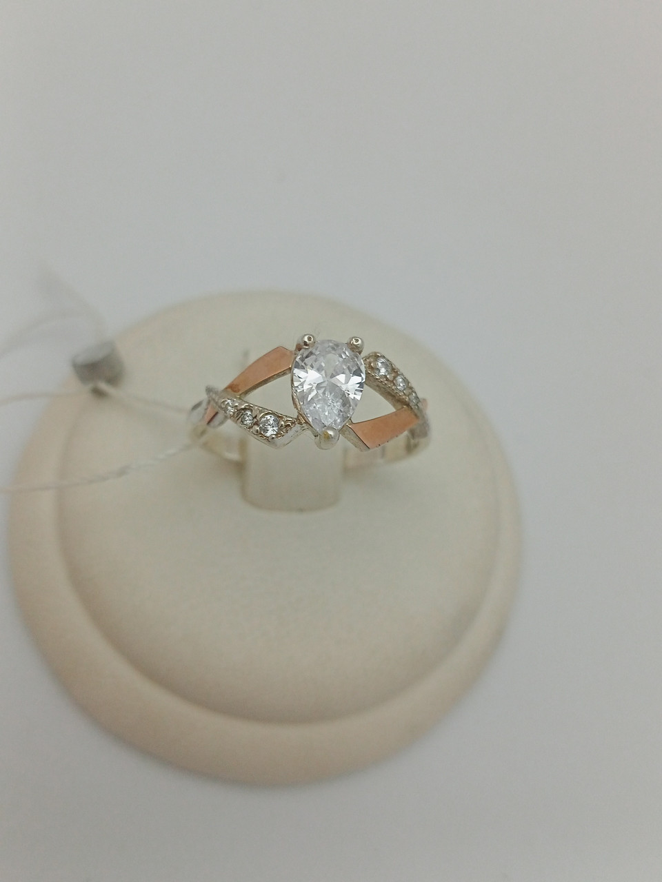 Срібне кільце із золотими пластинами