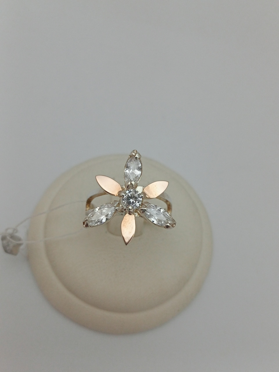 Срібне кільце з напаяними пластинами золота