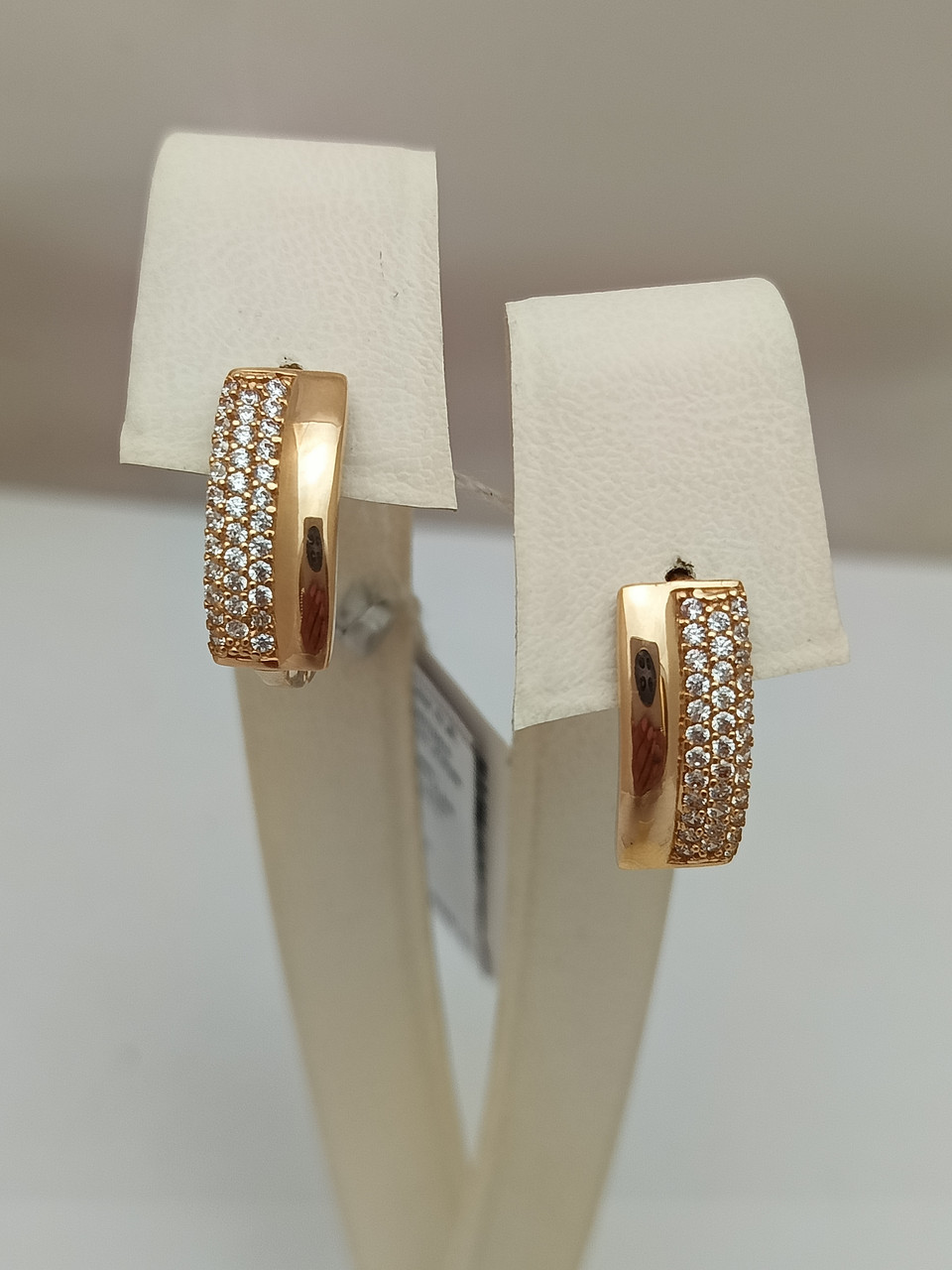 Золоті сережки з цирконієм 585 проби